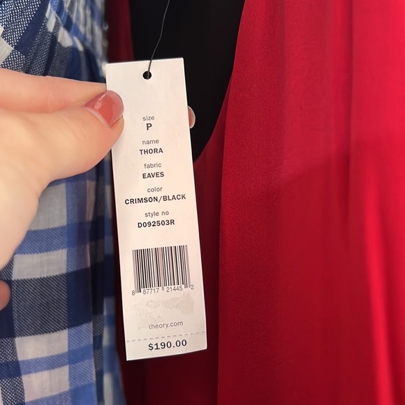 THEORY Women's Red & Black Sleeveless Flowy Thora Blouse Size P NEW - Picture 7 of 7